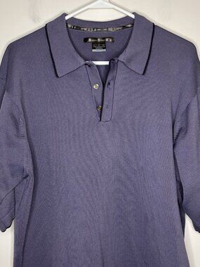 TIGER WOODS DriFit Knit Polo Sweater Mens L Purple Stretch Nylon Spandex